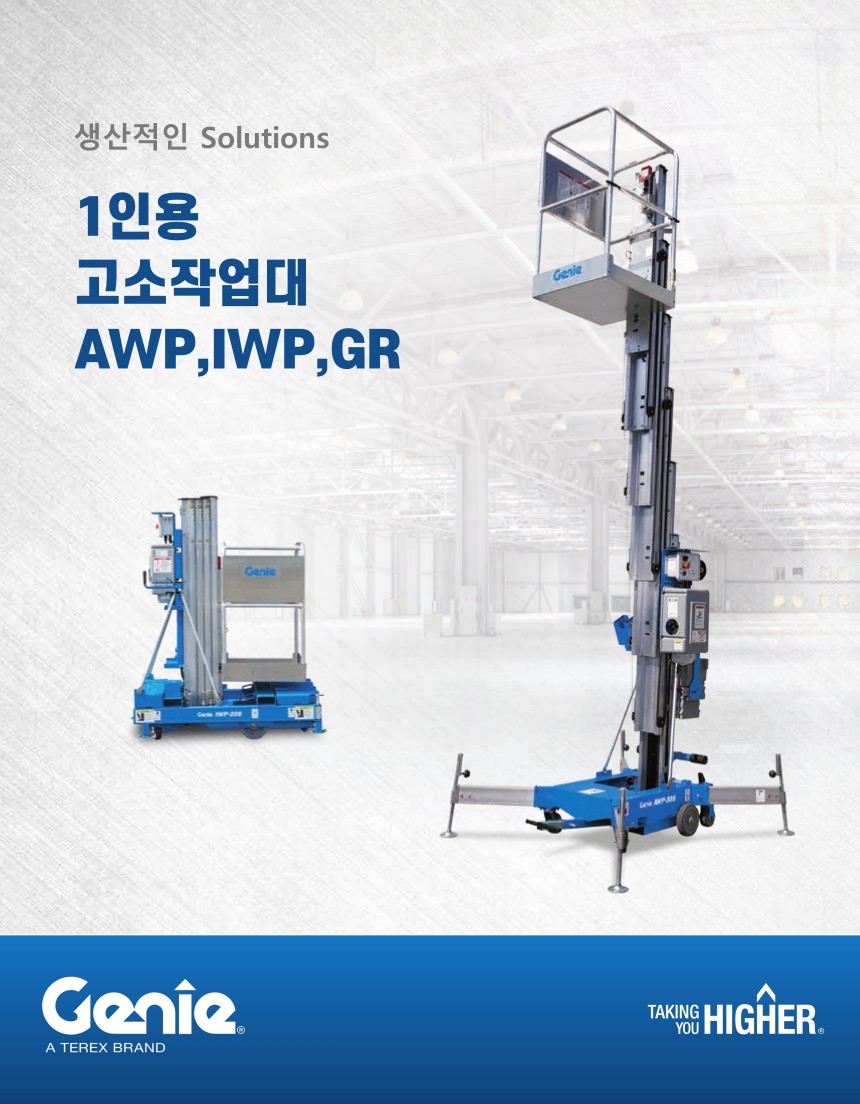 Genie AWP-20S, AWP-25S, AWP-30S, AWP-36S, AWP-40S 고소작업대 조작부 상세